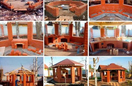 Строительство беседки из кирпича с мангалом